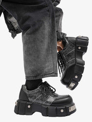 Metal Plate Chunky Leather Shoes