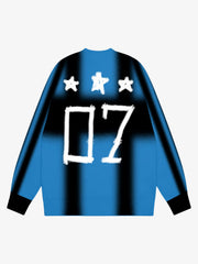 Color Contrast Print Long Sleeve Jersey T-shirt