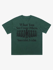 Street Retro Portrait Letter Print T-Shirt