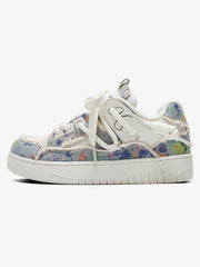Rubber Sole Contrast Color Destruction Tassel Sneakers