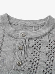 Openwork Knit Short-Sleeve Sweater