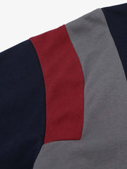 Retro Contrast Color Stitching Embroidered Letter Jersey T-shirt