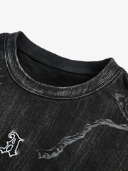 Distressed Embroidered Letter T-Shirt