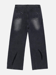 Irregular Patch Ripped Jeans