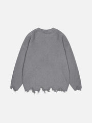 Irregular Patchwork Distressed Sweater
