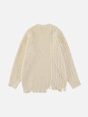 Irregular Patchwork Twist Sweater