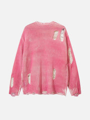 Irregular Ripped Round Neck Sweater