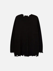Irregular Ripped Skeleton Zipper Chain Knit Sweater