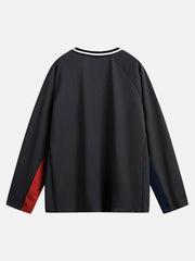 Jersey Contrast Color Stitching Long Sleeve T-Shirt