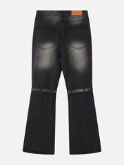 Lace-Up Ripped Wash Jeans