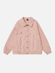 Lace Washed Faux Leather Jacket