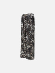 Leopard Print Pleated Drawstring Pants