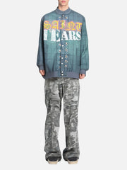 Letter Print Quilted Bomber Jacket