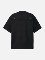 Metallic Print Suede Crew Neck T-Shirt