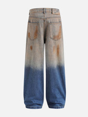 Mud Dyeing Distressed Jeans