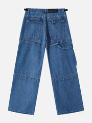 Multi Pocket Patchwork Straight-Leg Jeans