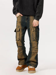 Multi Pocket Washed Cargo Jeans