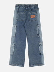 Multi-Pocket Water-Washed Jeans