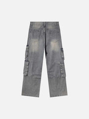Painted Washed Multi-Pocket Cargo Jeans