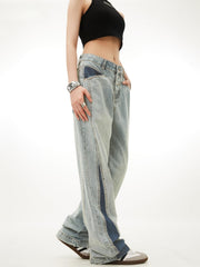 Patchwork Color Blocking Jeans