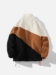 Patchwork Contrast Sherpa Winter Coat
