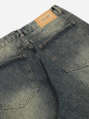 Patchwork Tie Design Micro Flare Jeans