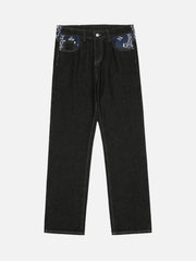 Petal Letter Straight Jeans