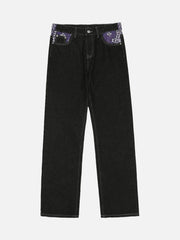 Petal Letter Straight Jeans
