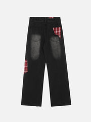 Plaid Patchwork Jeans