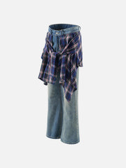 Plaid Patchwork Jeans