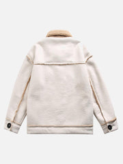 Raw Edge Star Embroidered Fleece Jacket