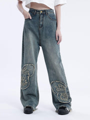Removable Butterfly Loose Jeans
