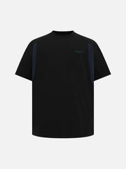 Retro Contrast Color Embroidered Letter T-Shirt