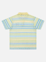 Retro Gradient Striped Hollow POLO Shirt