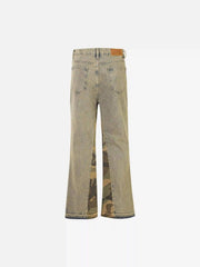 Retro Patchwork Camouflage Flared Jeans