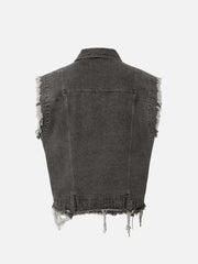 Retro Wasteland Rivet Denim Vest