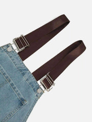 Reverse Stitching Overalls Wide-Leg Denim Jeans