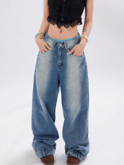 Reverse Washed Loose Jeans
