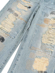 Ripped Distressed Baggy Flare Jeans