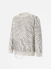Ripped Zebra Pattern Sweater