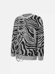 Ripped Zebra Pattern Sweater