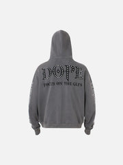 Rivet-Adorned Graphic Hoodie