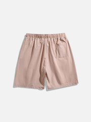 Solid Big Pocket Drawstring Shorts