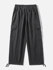 Solid Color Big Pockets To Tie Feet Pants