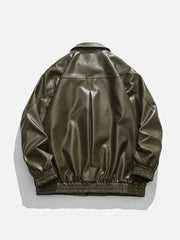 Solid Color PU Jacket