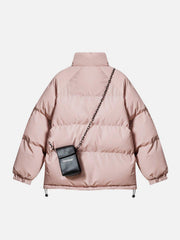 Solid Detachable Satchel Winter Coat