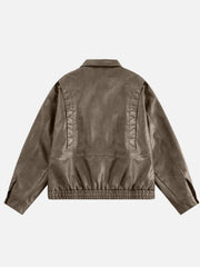 Solid Faux Leather Jacket
