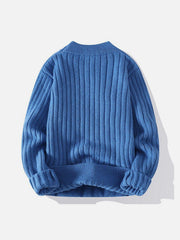 Solid Ribbed Jacquard Knit Sweater