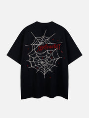 Spider Hotfix Rhinestones Print Tee