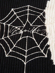 Spider Web Stand Collar Zip-Up Cardigan